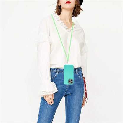 Eco-friendly Wheat Straw+TPU Case for iPhone 13 Pro Max 6.7 inch Phone Cover with Long Rope