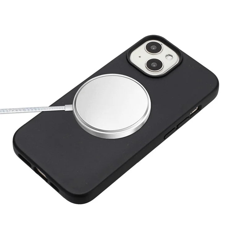 For iPhone 14 Plus Case Eco-friendly Biodegradable Wheat Straw+TPU Phone Protective Cover
