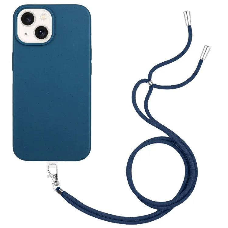 For iPhone 14 Plus Case Eco-friendly Biodegradable Wheat Straw+TPU Phone Protective Cover