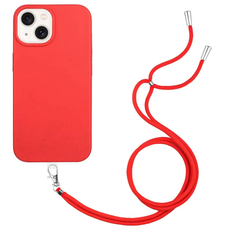 For iPhone 14 Plus Case Eco-friendly Biodegradable Wheat Straw+TPU Phone Protective Cover
