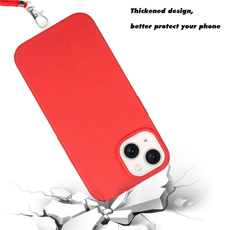 For iPhone 14 Plus Case Eco-friendly Biodegradable Wheat Straw+TPU Phone Protective Cover