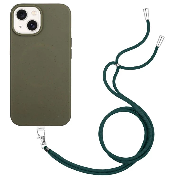 For iPhone 14 Plus Case Eco-friendly Biodegradable Wheat Straw+TPU Phone Protective Cover