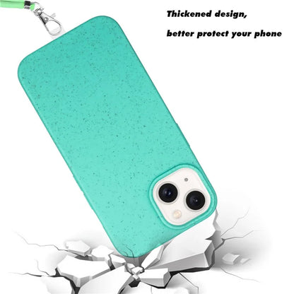 For iPhone 14 Plus Case Eco-friendly Biodegradable Wheat Straw+TPU Phone Protective Cover