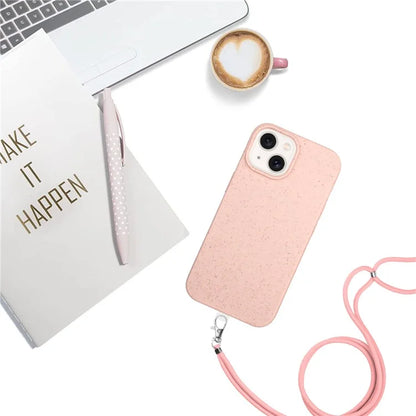 For iPhone 14 Plus Case Eco-friendly Biodegradable Wheat Straw+TPU Phone Protective Cover