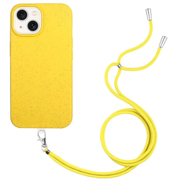 For iPhone 14 Plus Case Eco-friendly Biodegradable Wheat Straw+TPU Phone Protective Cover