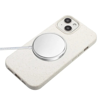 For iPhone 14 Plus Case Eco-friendly Biodegradable Wheat Straw+TPU Phone Protective Cover