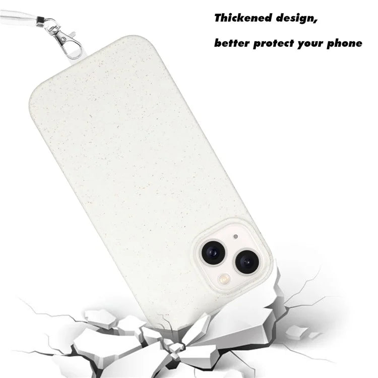 For iPhone 14 Plus Case Eco-friendly Biodegradable Wheat Straw+TPU Phone Protective Cover