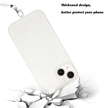 For iPhone 14 Plus Case Eco-friendly Biodegradable Wheat Straw+TPU Phone Protective Cover