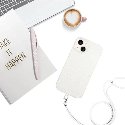 For iPhone 14 Plus Case Eco-friendly Biodegradable Wheat Straw+TPU Phone Protective Cover