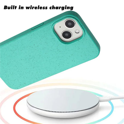 For iPhone 15 Plus Biodegradable Case Wheat Straw+TPU Magnetic Phone Cover