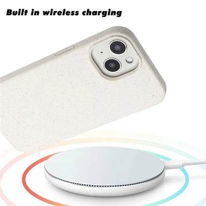 For iPhone 14 Plus Case Wheat Straw+TPU Phone Cover Compatible with Magsafe