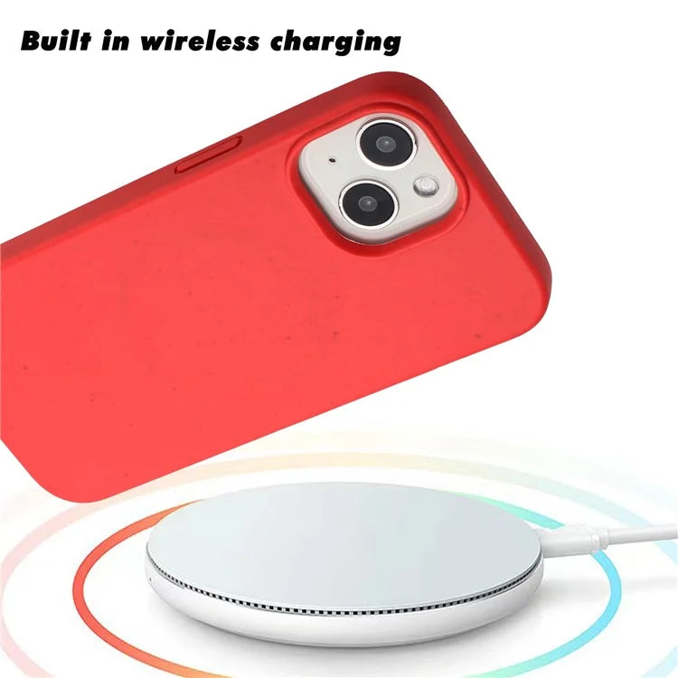 For iPhone 14 Plus Case Wheat Straw+TPU Phone Cover Compatible with Magsafe