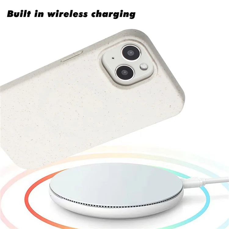 For iPhone 15 Magnetic Case Wheat Straw+TPU Compostable Phone Cover