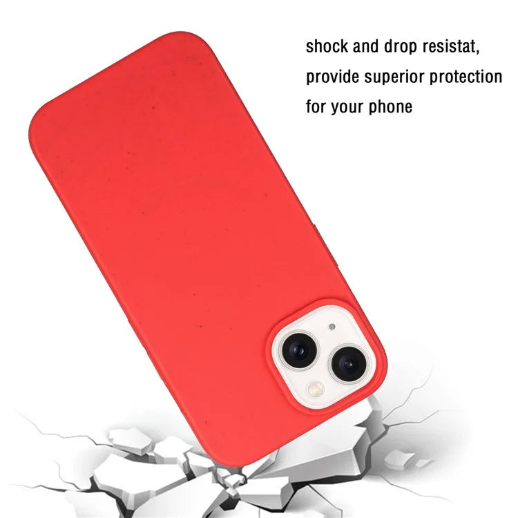 For iPhone 15 Magnetic Case Wheat Straw+TPU Compostable Phone Cover