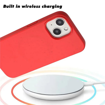 For iPhone 15 Magnetic Case Wheat Straw+TPU Compostable Phone Cover