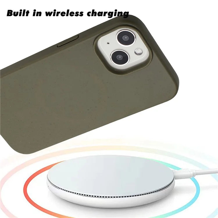 For iPhone 15 Magnetic Case Wheat Straw+TPU Compostable Phone Cover