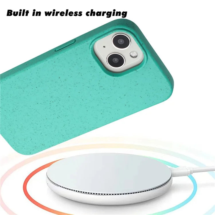 For iPhone 15 Magnetic Case Wheat Straw+TPU Compostable Phone Cover