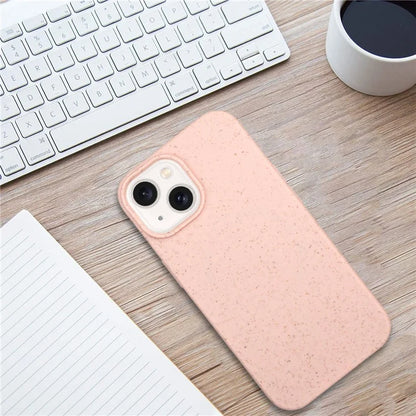 For iPhone 15 Magnetic Case Wheat Straw+TPU Compostable Phone Cover