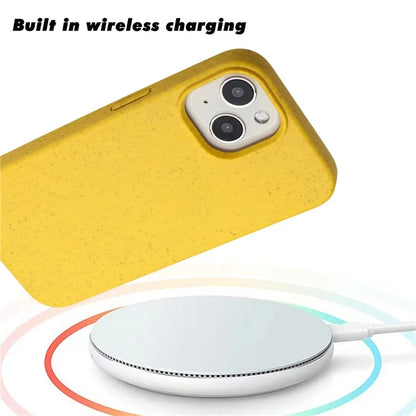 For iPhone 15 Magnetic Case Wheat Straw+TPU Compostable Phone Cover