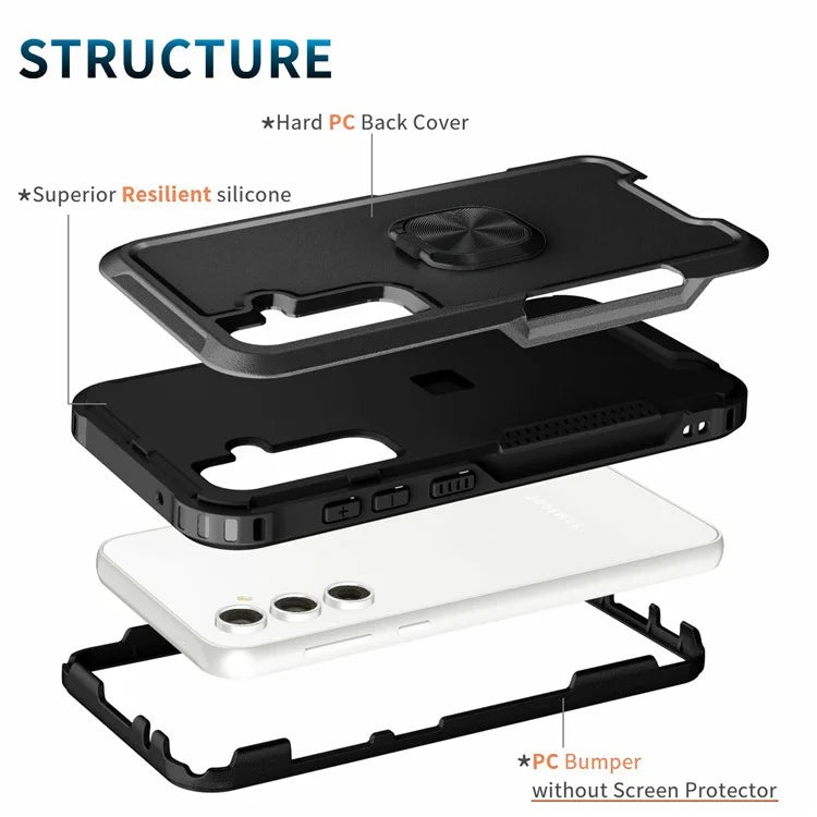 For Samsung Galaxy S23 FE Case Rotary Ring Kickstand Phone Cover