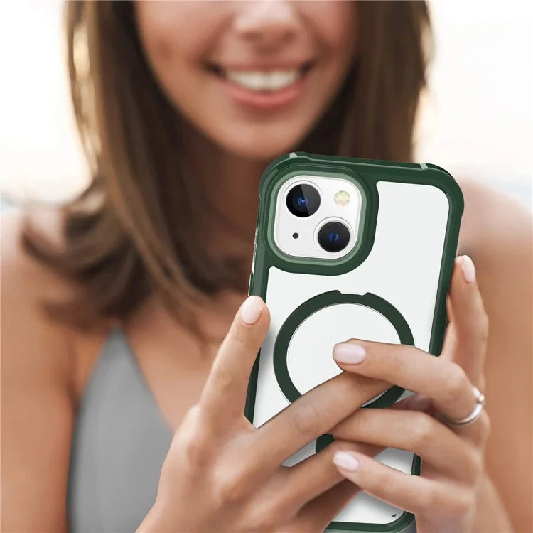 For iPhone 15 GW202 Ring Kickstand Case Dual Layer PC+TPU Magnetic Phone Cover