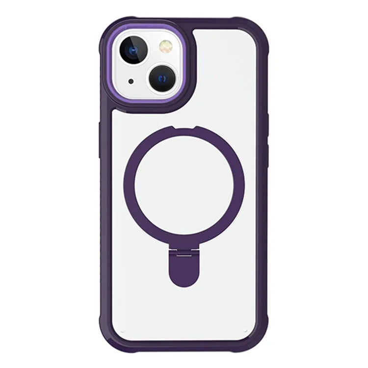 For iPhone 15 GW202 Ring Kickstand Case Dual Layer PC+TPU Magnetic Phone Cover