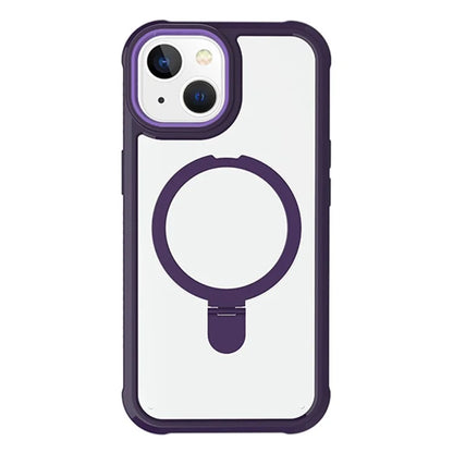 For iPhone 15 GW202 Ring Kickstand Case Dual Layer PC+TPU Magnetic Phone Cover