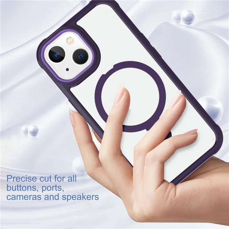For iPhone 15 GW202 Ring Kickstand Case Dual Layer PC+TPU Magnetic Phone Cover