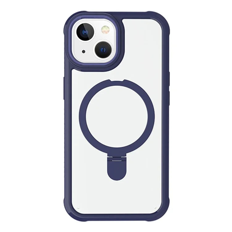 For iPhone 15 GW202 Ring Kickstand Case Dual Layer PC+TPU Magnetic Phone Cover