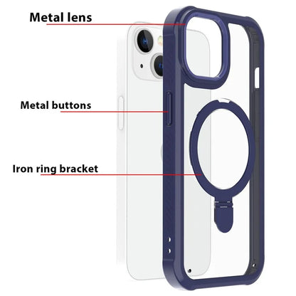 For iPhone 15 GW202 Ring Kickstand Case Dual Layer PC+TPU Magnetic Phone Cover