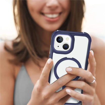 For iPhone 15 GW202 Ring Kickstand Case Dual Layer PC+TPU Magnetic Phone Cover
