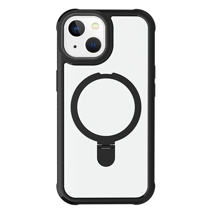 For iPhone 15 GW202 Ring Kickstand Case Dual Layer PC+TPU Magnetic Phone Cover