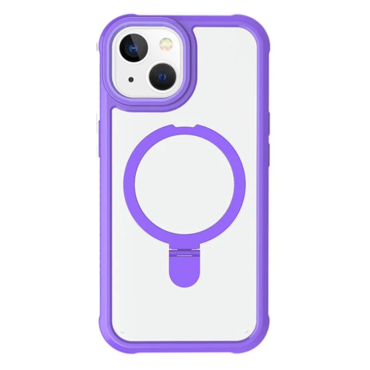 For iPhone 15 GW202 Ring Kickstand Case Dual Layer PC+TPU Magnetic Phone Cover