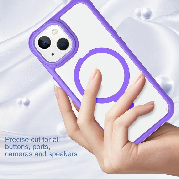 For iPhone 15 GW202 Ring Kickstand Case Dual Layer PC+TPU Magnetic Phone Cover