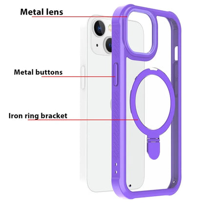 For iPhone 15 GW202 Ring Kickstand Case Dual Layer PC+TPU Magnetic Phone Cover