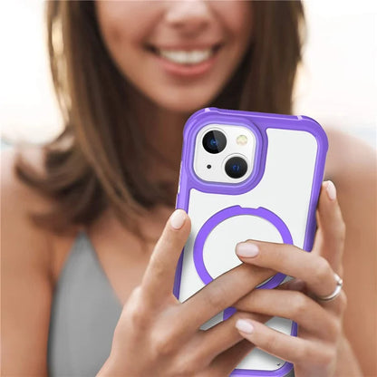 For iPhone 15 GW202 Ring Kickstand Case Dual Layer PC+TPU Magnetic Phone Cover