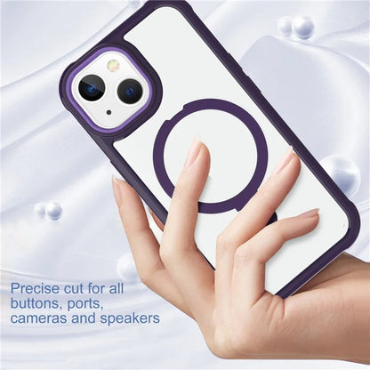 For iPhone 15 Plus GW202 Kickstand Magnetic Case PC+TPU Drop Protection Phone Cover