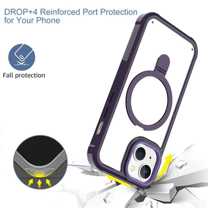 For iPhone 15 Plus GW202 Kickstand Magnetic Case PC+TPU Drop Protection Phone Cover