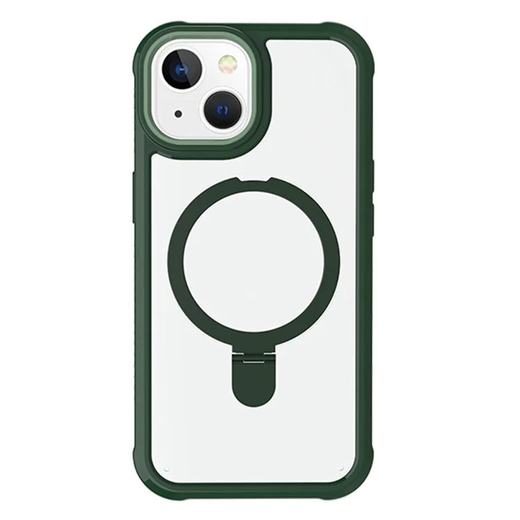 For iPhone 15 Plus GW202 Kickstand Magnetic Case PC+TPU Drop Protection Phone Cover
