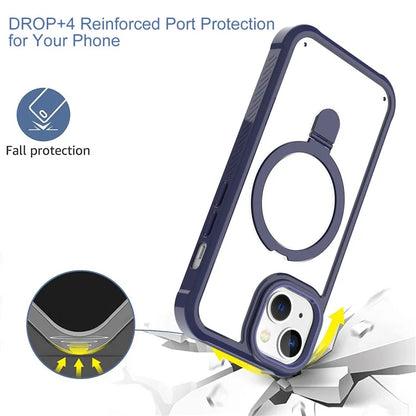 For iPhone 15 Plus GW202 Kickstand Magnetic Case PC+TPU Drop Protection Phone Cover