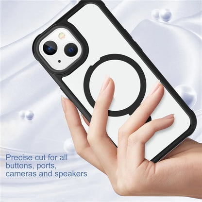 For iPhone 15 Plus GW202 Kickstand Magnetic Case PC+TPU Drop Protection Phone Cover