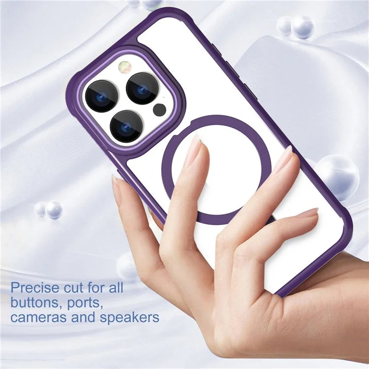For iPhone 15 Pro Max Magnetic Case GW202 Kickstand PC+TPU Protective Phone Cover