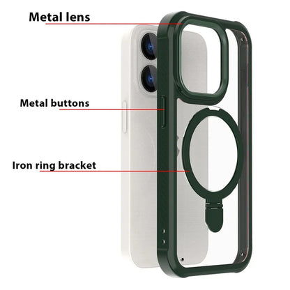 For iPhone 15 Pro Max Magnetic Case GW202 Kickstand PC+TPU Protective Phone Cover
