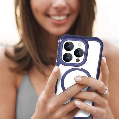 For iPhone 15 Pro Max Magnetic Case GW202 Kickstand PC+TPU Protective Phone Cover