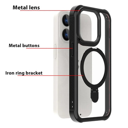 For iPhone 15 Pro Max Magnetic Case GW202 Kickstand PC+TPU Protective Phone Cover