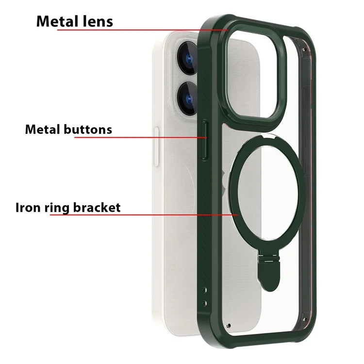 For iPhone 15 Pro GW202 Kickstand Phone Case Back Cover Compatible with Magsafe