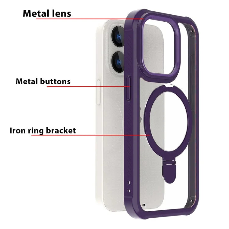 For iPhone 15 Pro GW202 Kickstand Phone Case Back Cover Compatible with Magsafe