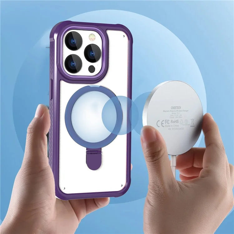 For iPhone 15 Pro GW202 Kickstand Phone Case Back Cover Compatible with Magsafe