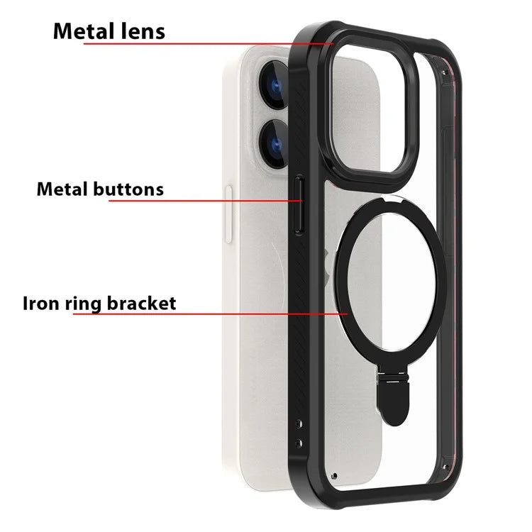 For iPhone 15 Pro GW202 Kickstand Phone Case Back Cover Compatible with Magsafe