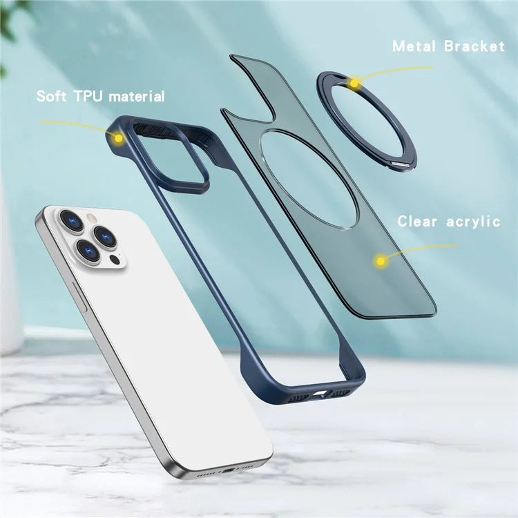 For iPhone 15 Pro Phone Case TPU+Acrylic Frameless Shockproof Cover